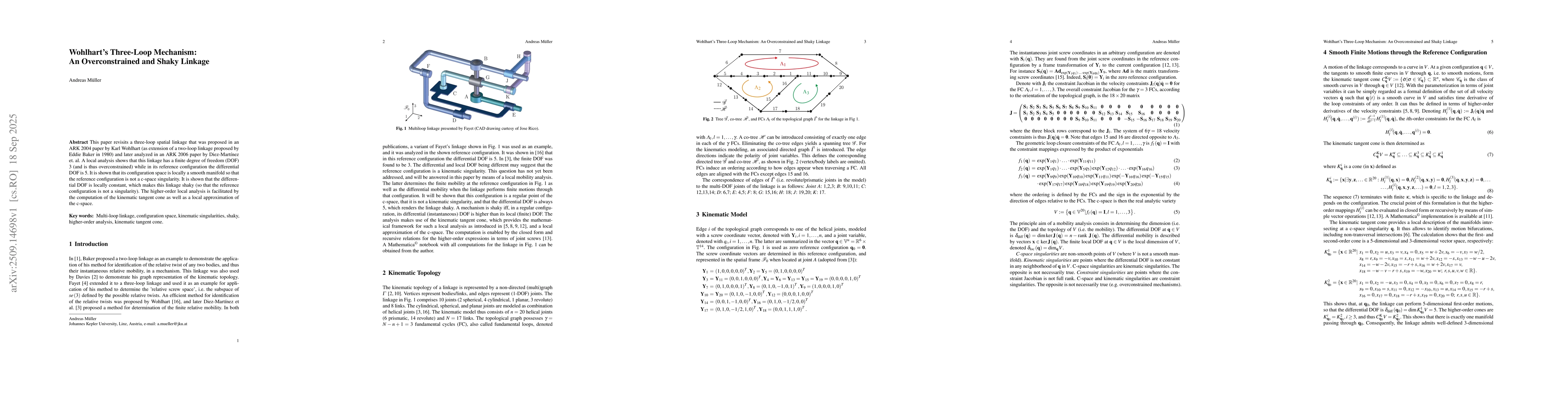 Thumbnail for Wohlhart's Three-Loop Mechanism: An Overconstrained and Shaky Linkage