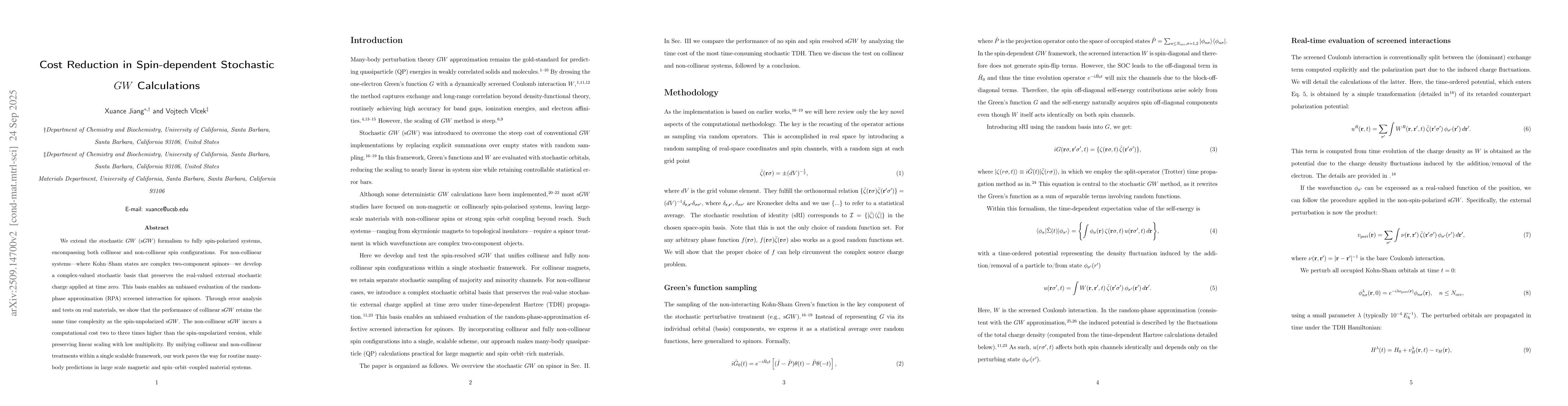 Thumbnail for Cost Reduction in Spin-dependent Stochastic GW Calculations