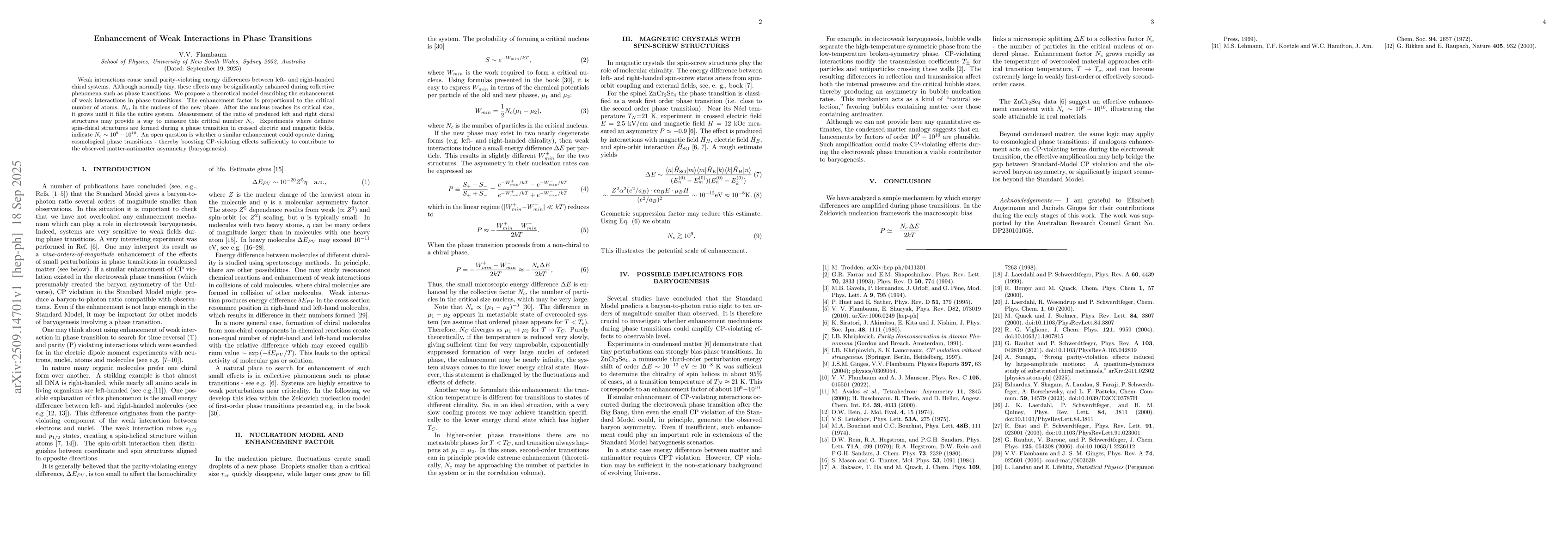 Thumbnail for Enhancement of Weak Interactions in Phase Transitions
