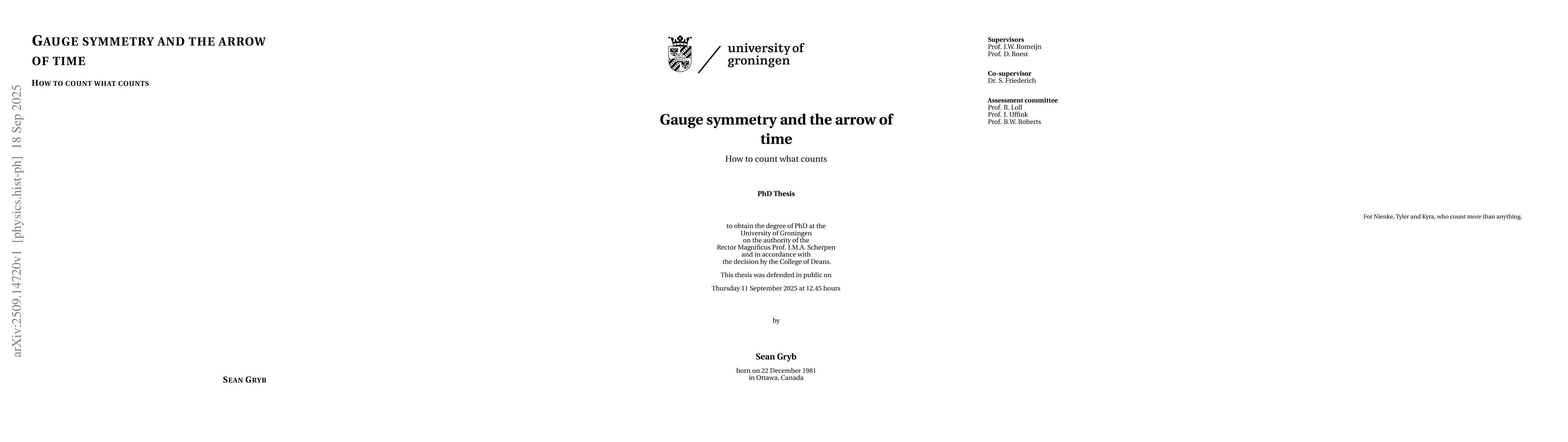 Thumbnail for Gauge symmetry and the arrow of time: How to count what counts