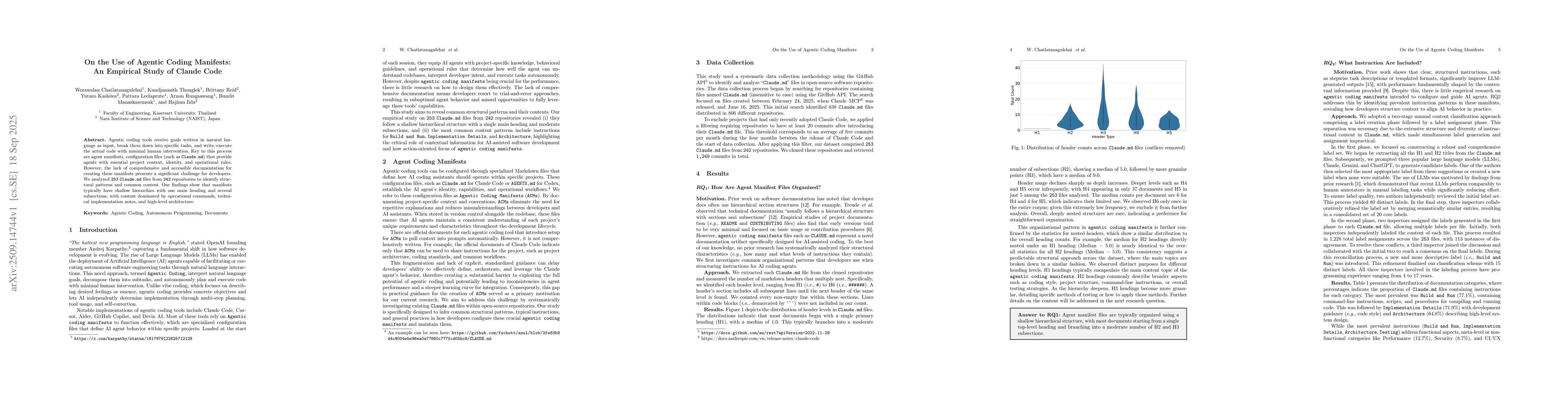 Thumbnail for On the Use of Agentic Coding Manifests: An Empirical Study of Claude
  Code