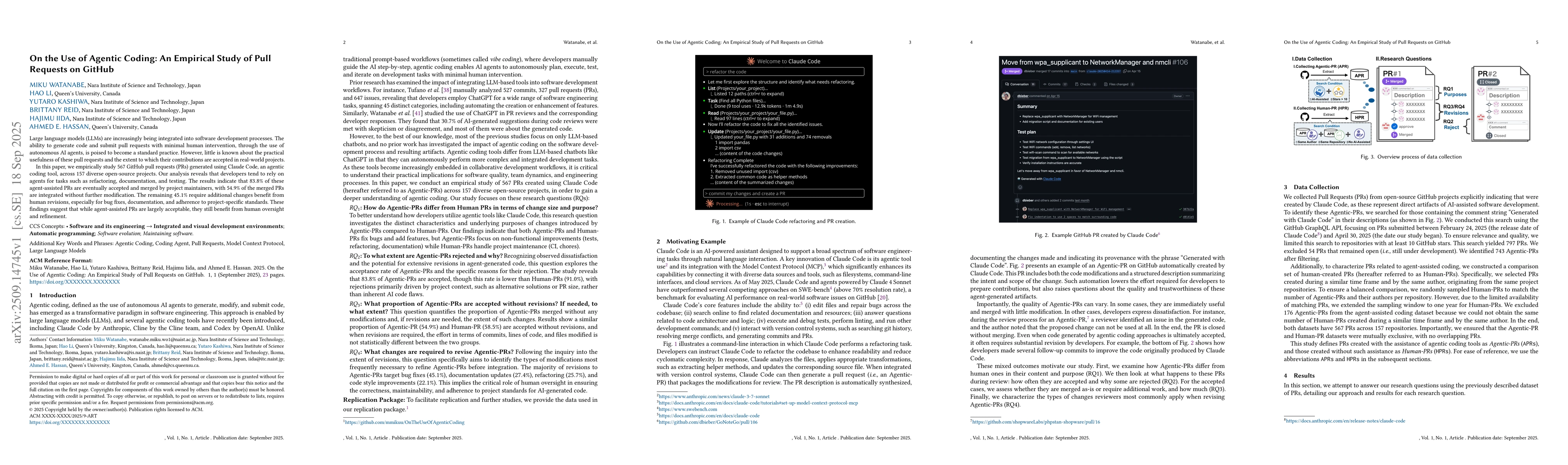 Thumbnail for On the Use of Agentic Coding: An Empirical Study of Pull Requests on
  GitHub