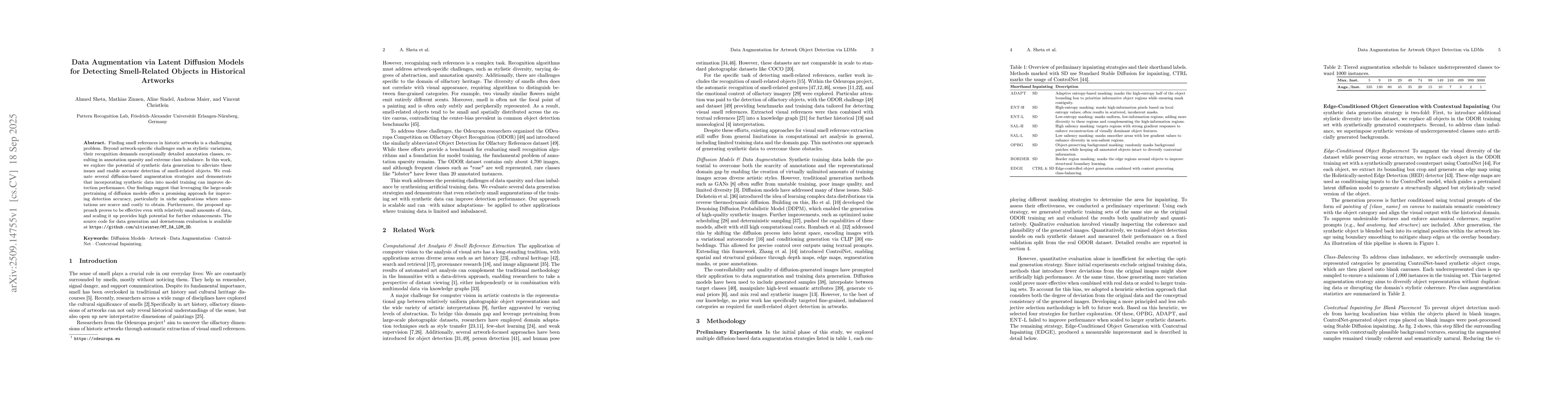 Thumbnail for Data Augmentation via Latent Diffusion Models for Detecting
  Smell-Related Objects in Historical Artworks