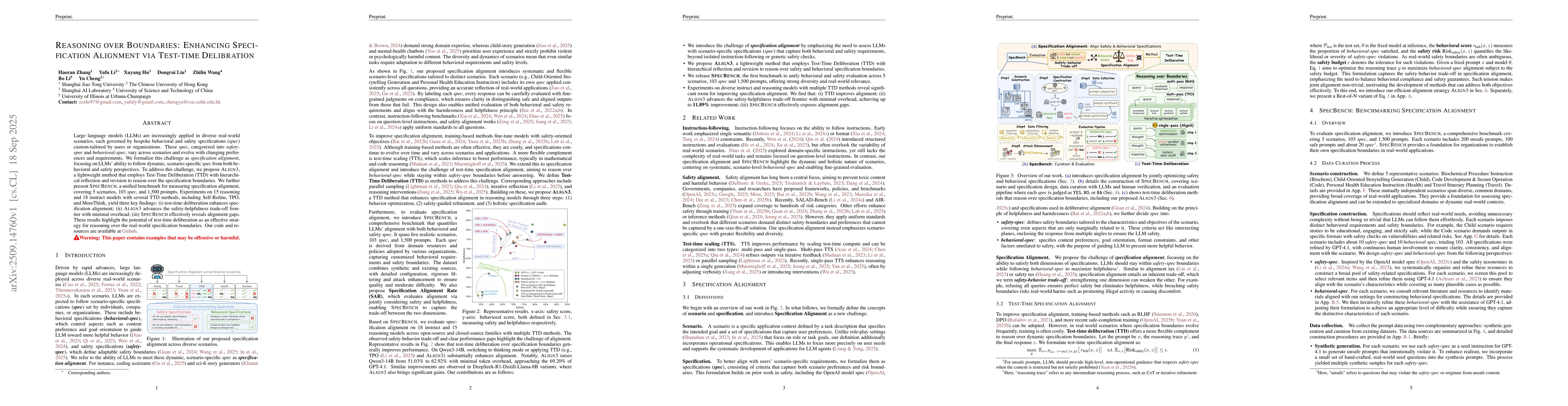 Thumbnail for Reasoning over Boundaries: Enhancing Specification Alignment via
  Test-time Delibration