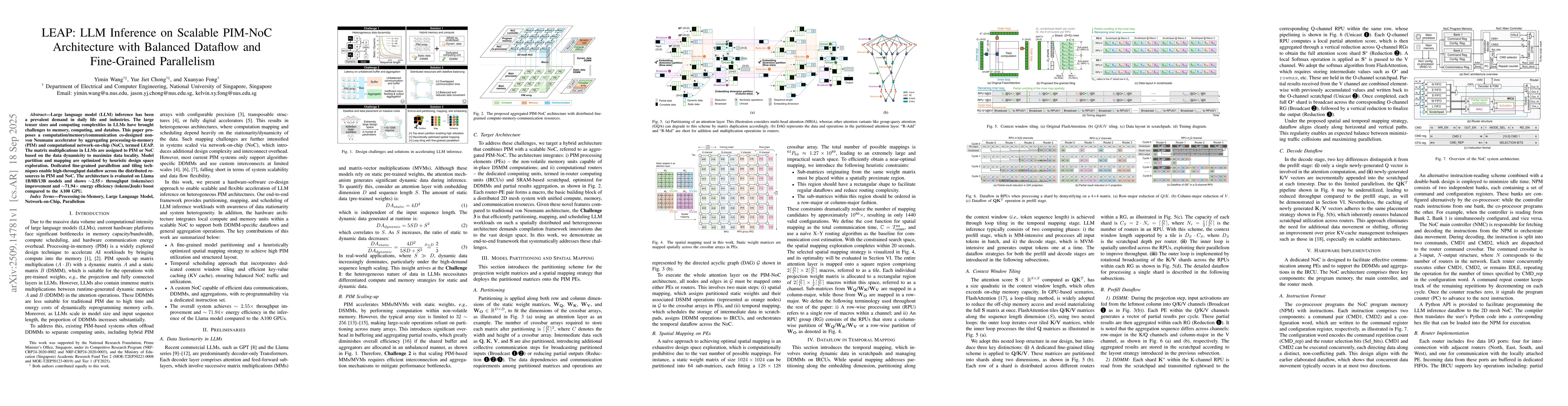 Thumbnail for LEAP: LLM Inference on Scalable PIM-NoC Architecture with Balanced
  Dataflow and Fine-Grained Parallelism