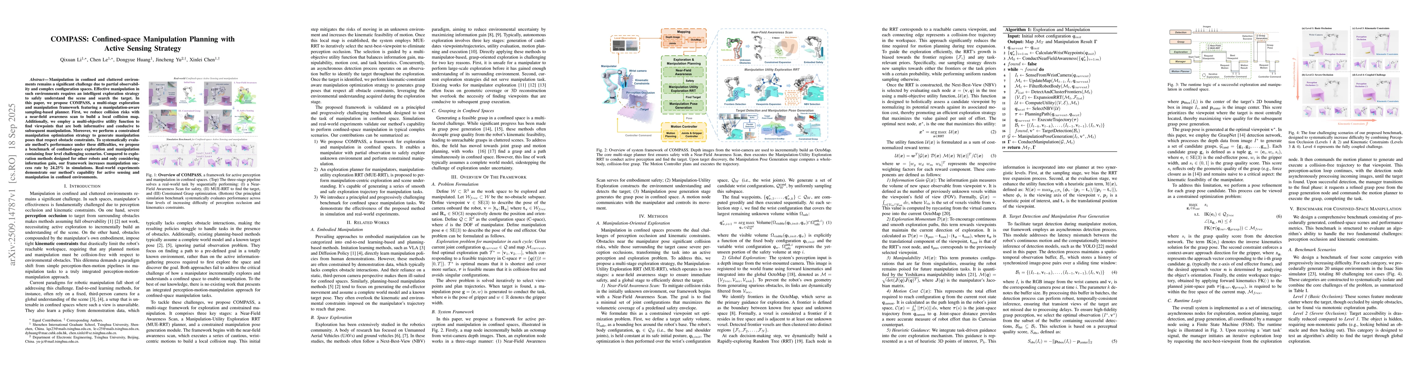 Thumbnail for COMPASS: Confined-space Manipulation Planning with Active Sensing
  Strategy