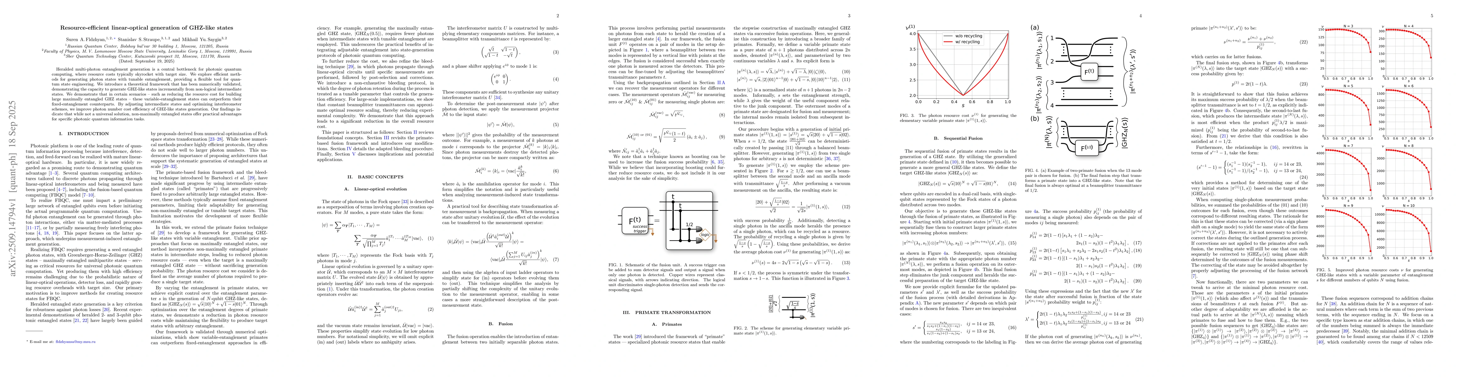 Thumbnail for Resource-efficient linear-optical generation of GHZ-like states