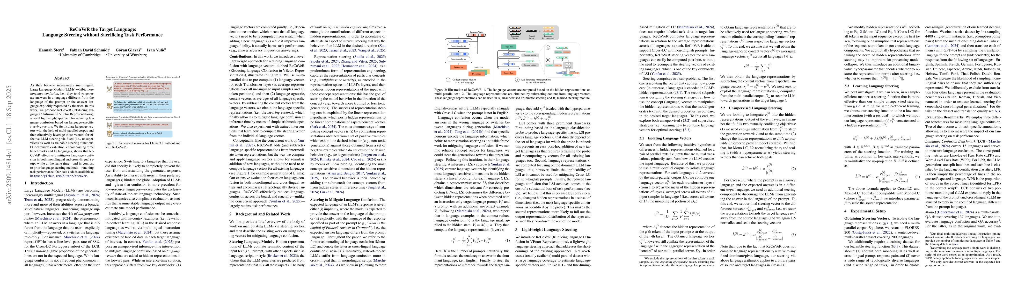 Thumbnail for ReCoVeR the Target Language: Language Steering without Sacrificing Task
  Performance