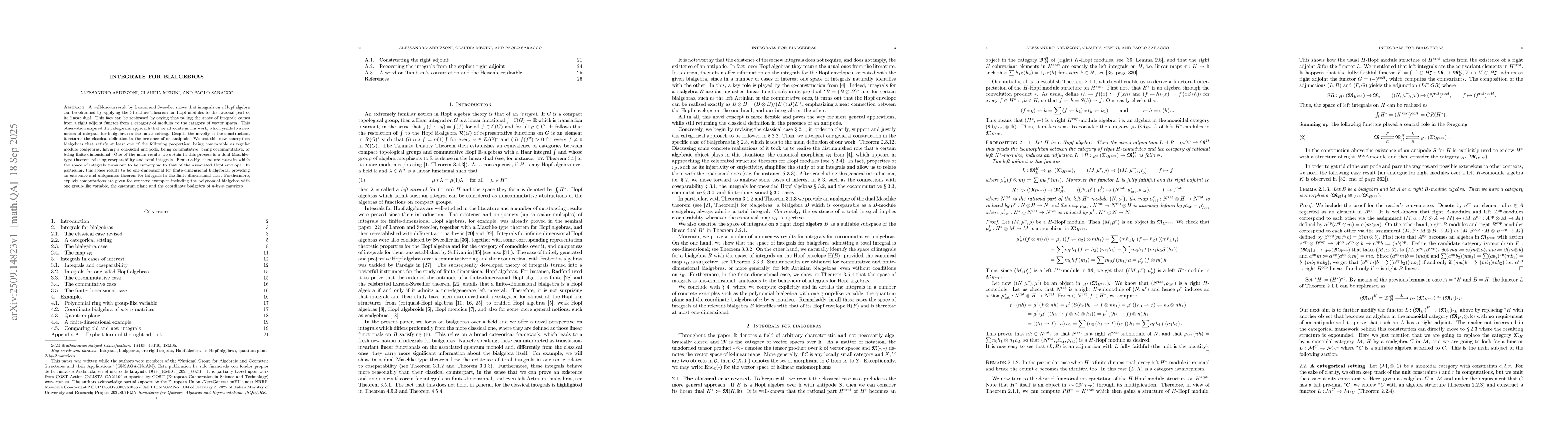 Thumbnail for Integrals for Bialgebras