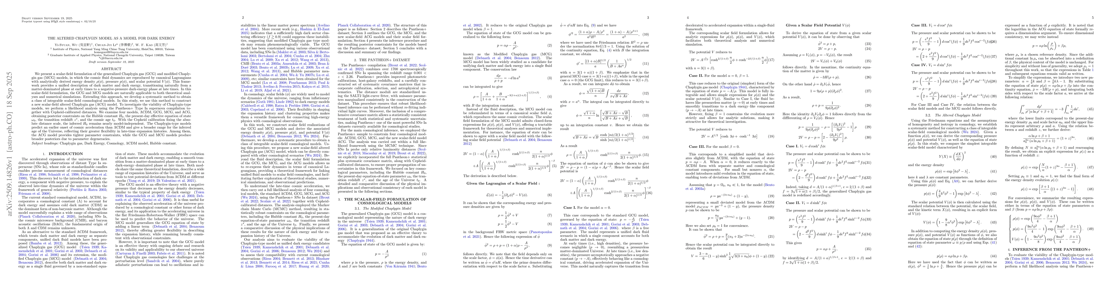 Thumbnail for The Altered Chaplygin Model as a Model for Dark Energy