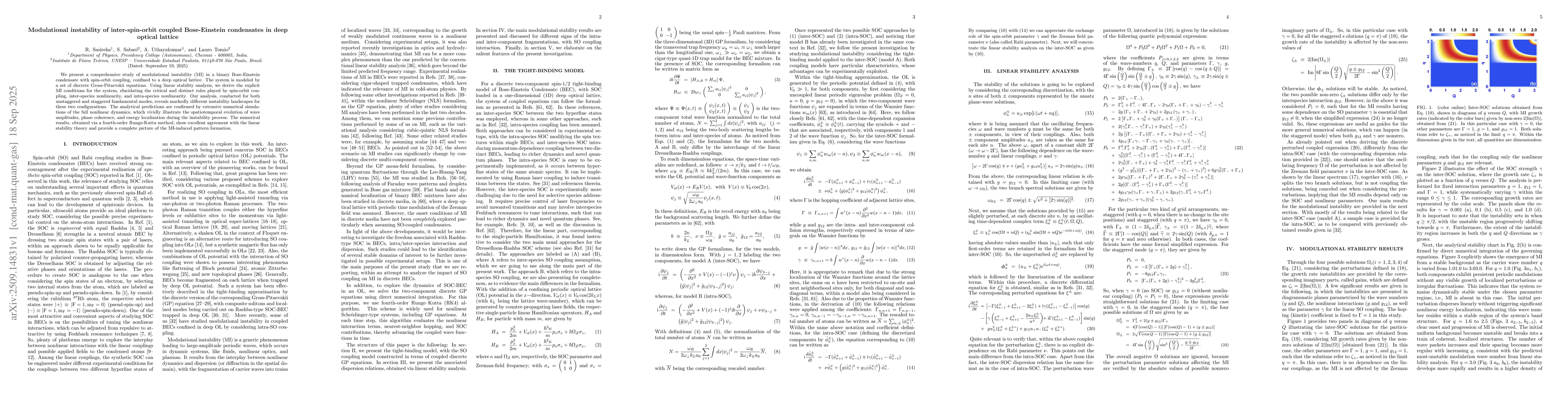 Thumbnail for Modulational instability of inter-spin-orbit coupled Bose-Einstein
  condensates in deep optical lattice