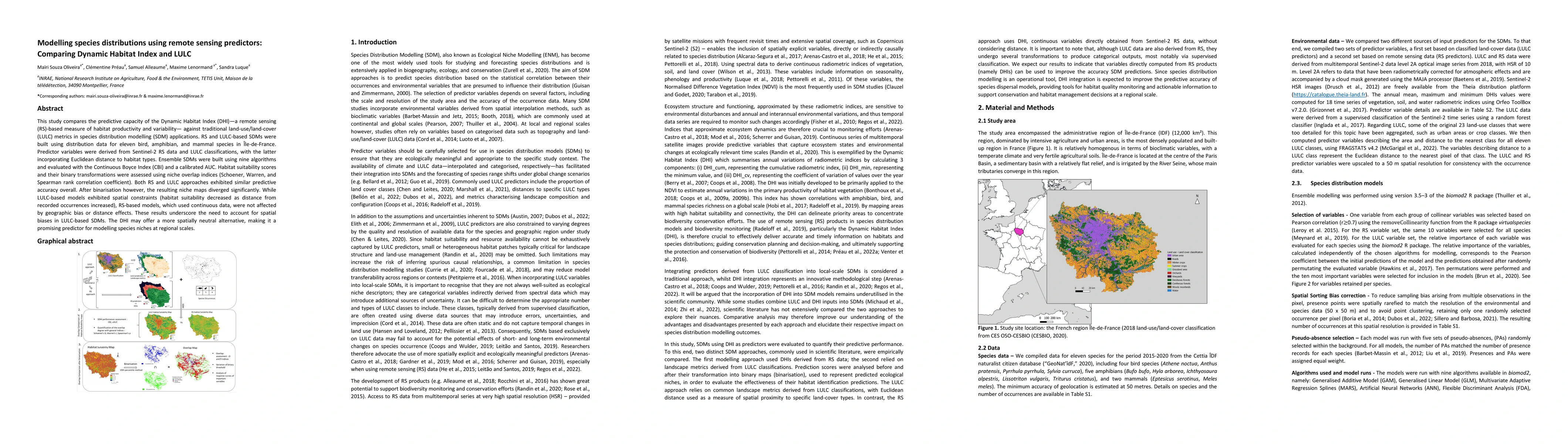 Thumbnail for Modelling species distributions using remote sensing predictors:
  Comparing Dynamic Habitat Index and LULC