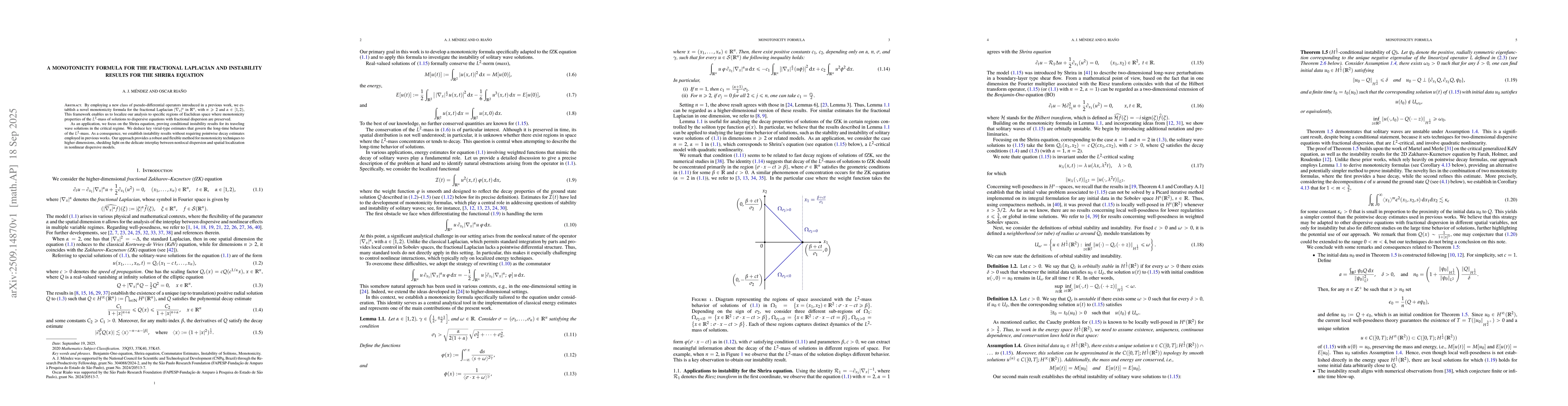Thumbnail for A monotonicity formula for the fractional Laplacian and instability
  results for the Shrira equation