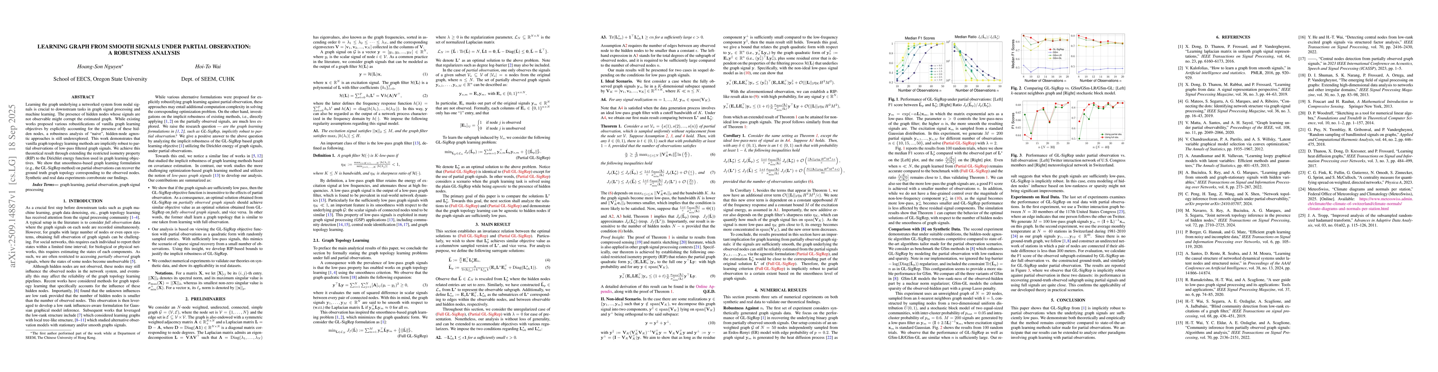 Thumbnail for Learning Graph from Smooth Signals under Partial Observation: A
  Robustness Analysis