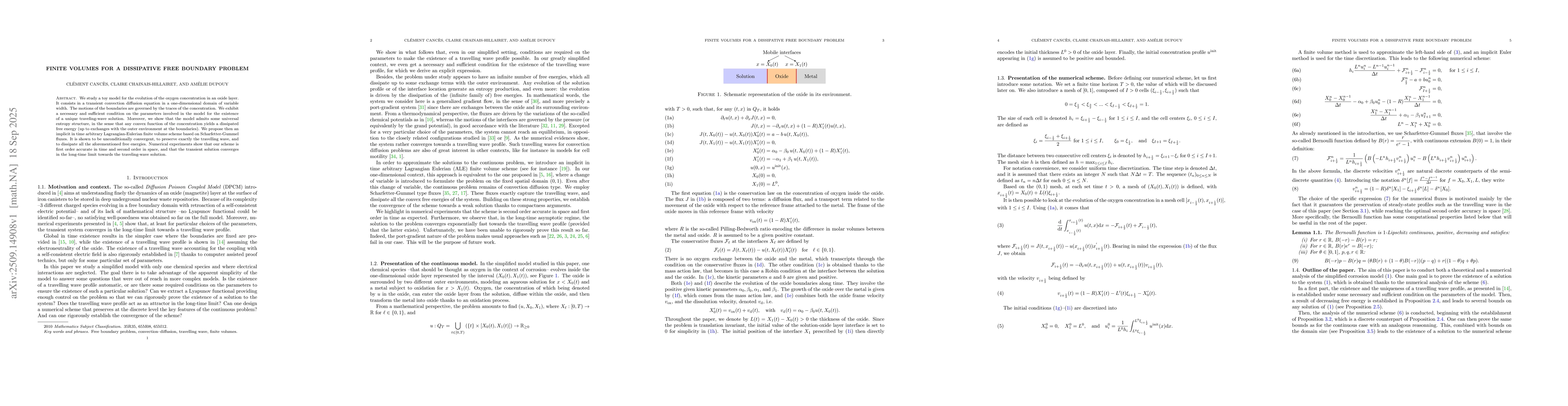Thumbnail for Finite Volumes for a dissipative free boundary problem