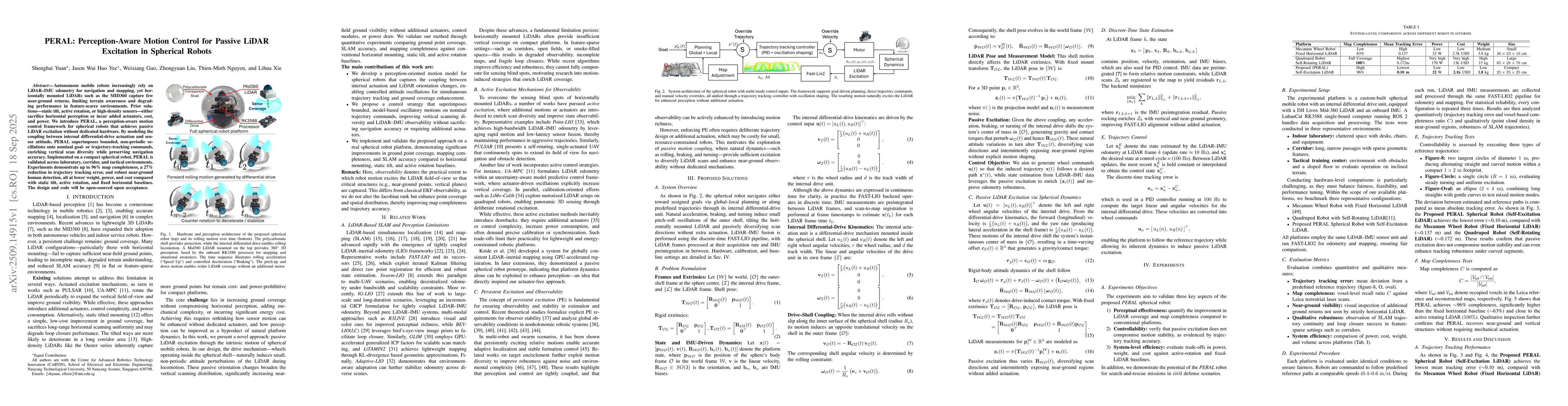 Thumbnail for PERAL: Perception-Aware Motion Control for Passive LiDAR Excitation in
  Spherical Robots