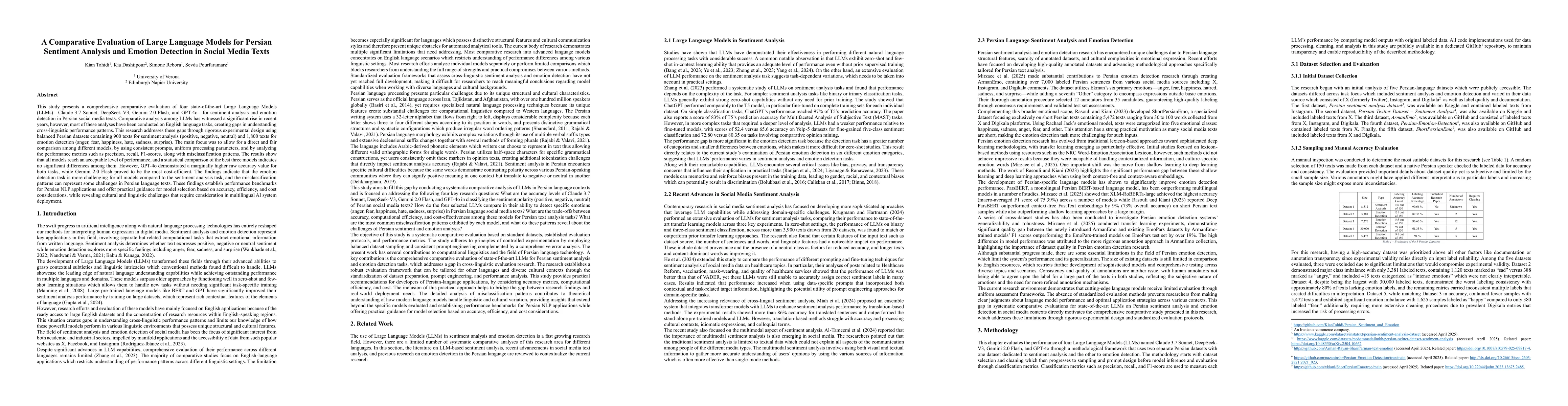 Thumbnail for A Comparative Evaluation of Large Language Models for Persian Sentiment
  Analysis and Emotion Detection in Social Media Texts