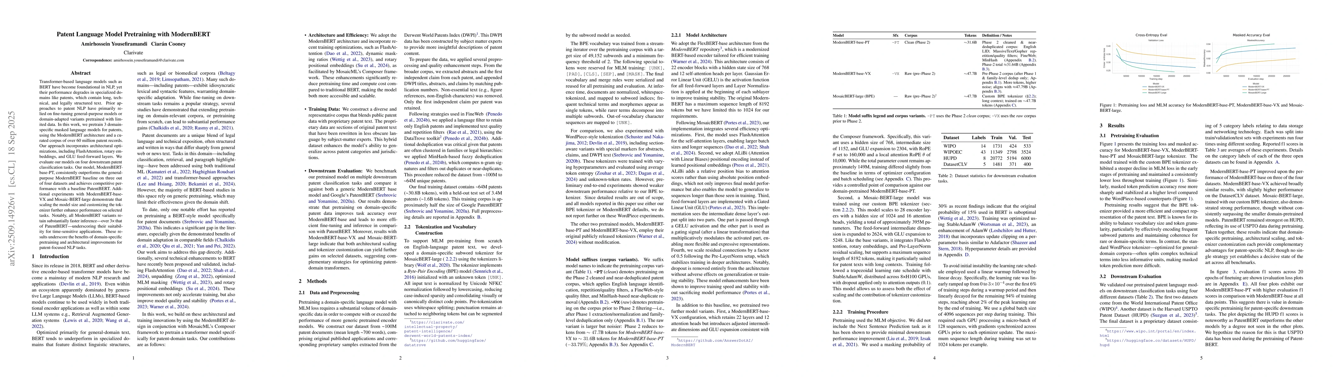 Thumbnail for Patent Language Model Pretraining with ModernBERT