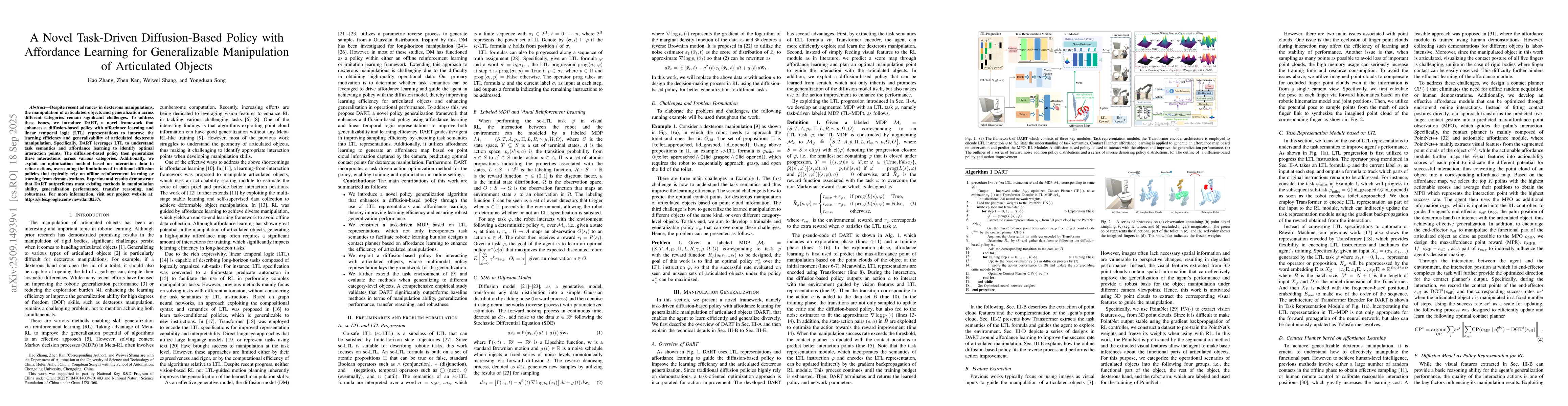 Thumbnail for A Novel Task-Driven Diffusion-Based Policy with Affordance Learning for
  Generalizable Manipulation of Articulated Objects