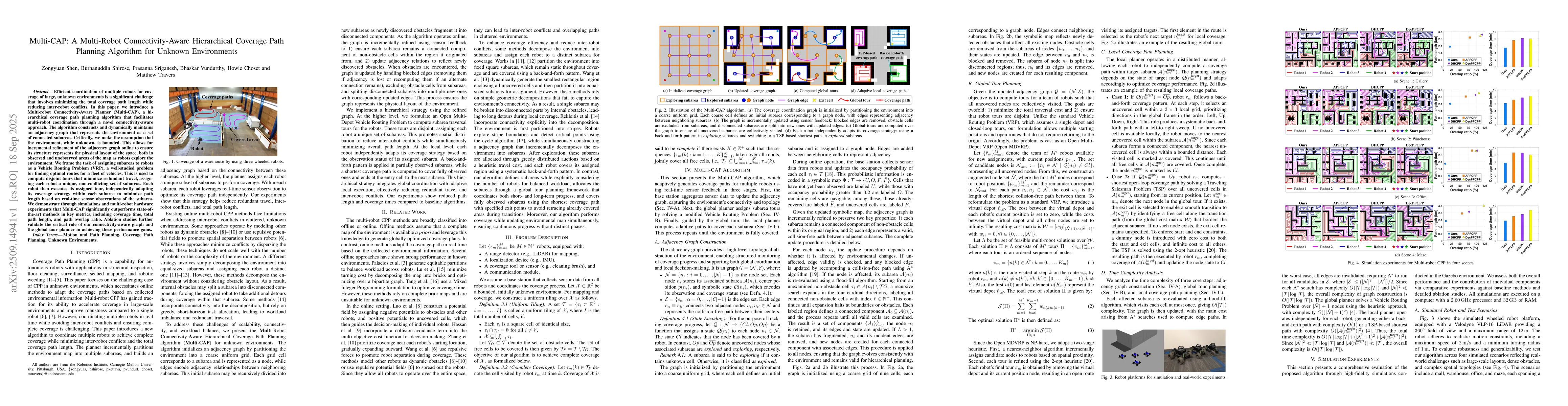 Thumbnail for Multi-CAP: A Multi-Robot Connectivity-Aware Hierarchical Coverage Path
  Planning Algorithm for Unknown Environments