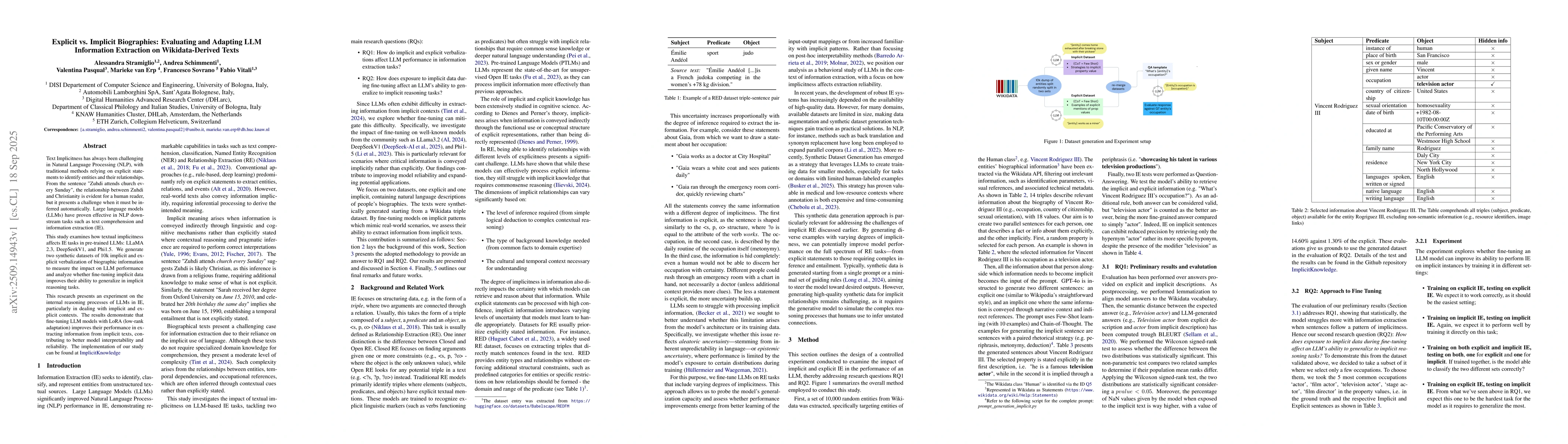 Thumbnail for Explicit vs. Implicit Biographies: Evaluating and Adapting LLM
  Information Extraction on Wikidata-Derived Texts