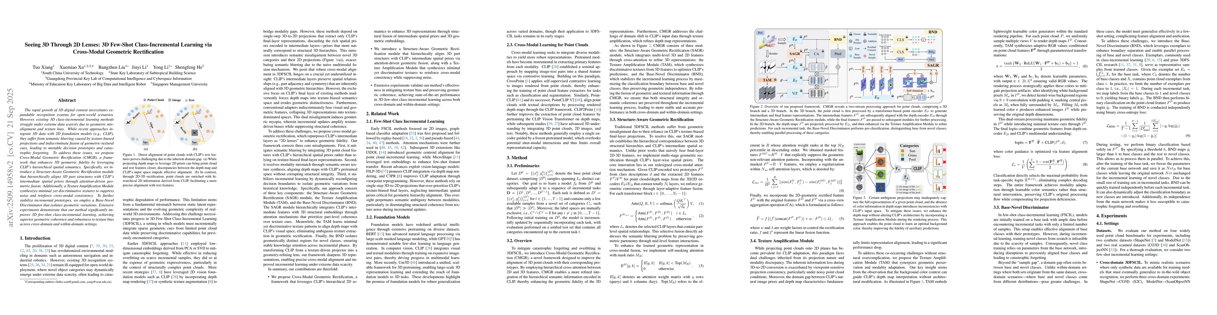Thumbnail for Seeing 3D Through 2D Lenses: 3D Few-Shot Class-Incremental Learning via
  Cross-Modal Geometric Rectification