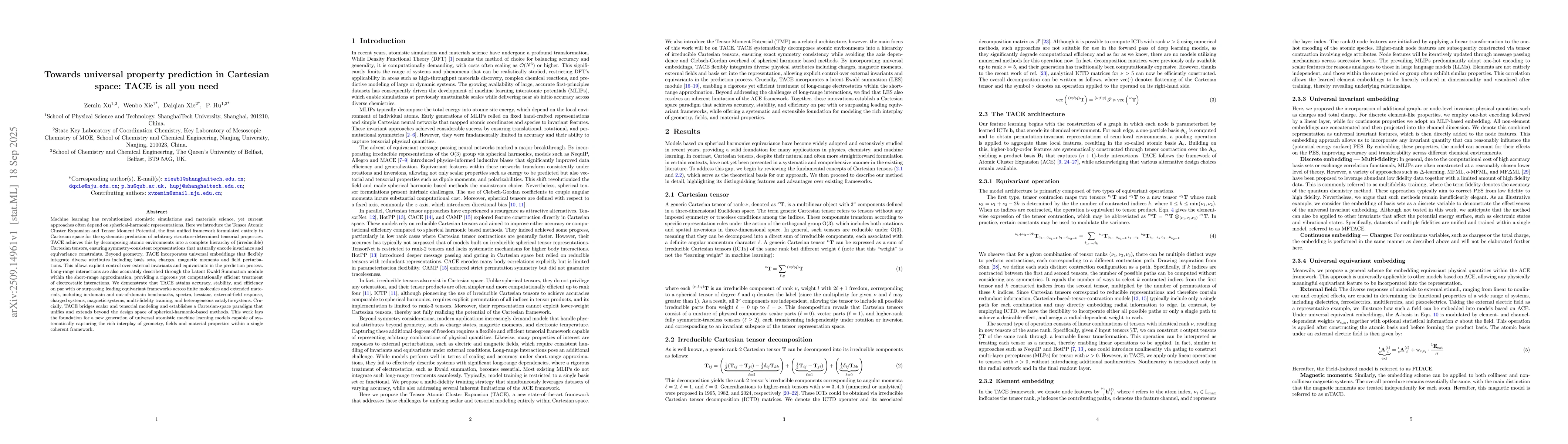 Thumbnail for Towards universal property prediction in Cartesian space: TACE is all
  you need