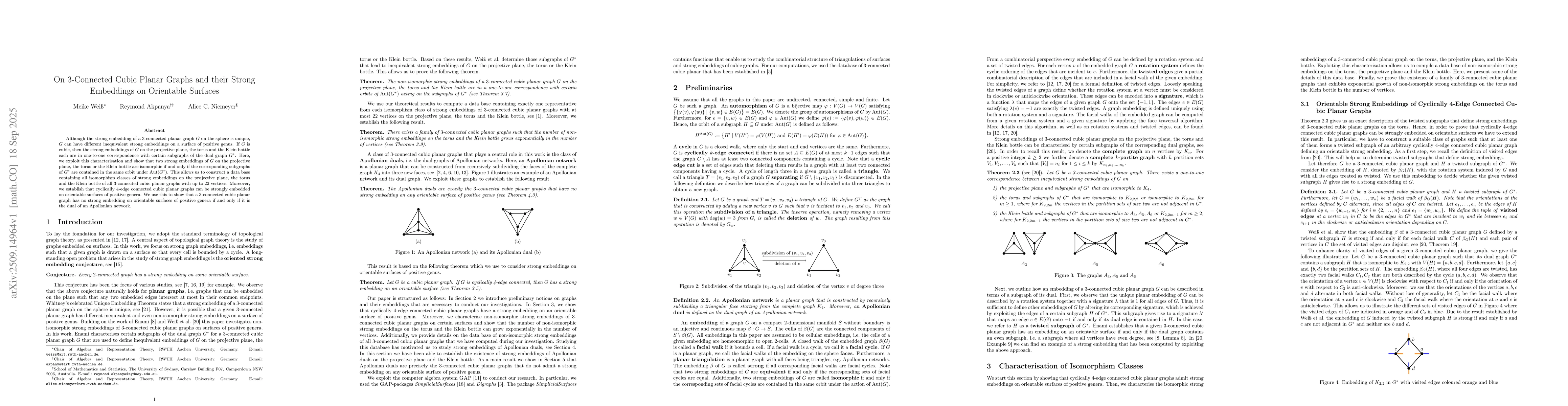 Thumbnail for On 3-Connected Cubic Planar Graphs and their Strong Embeddings on
  Orientable Surfaces