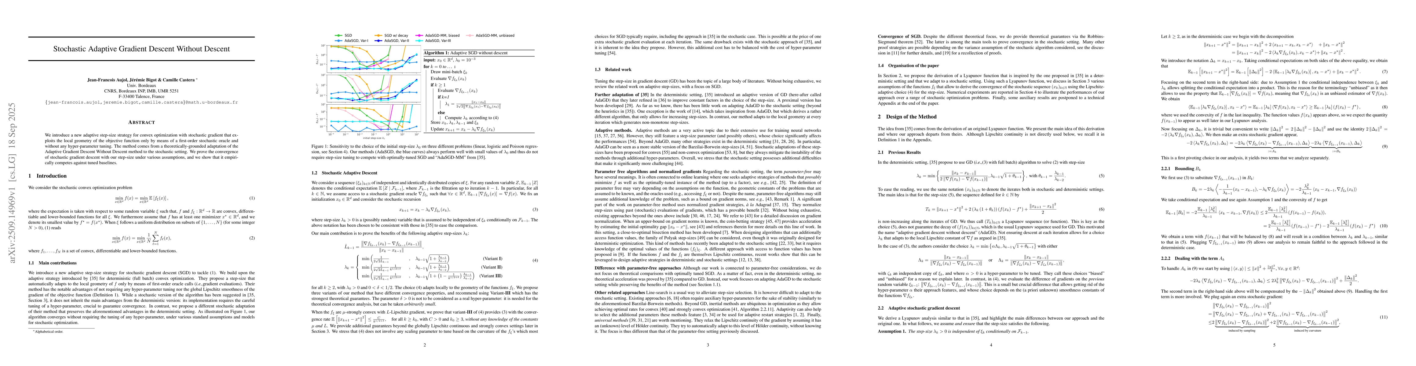 Thumbnail for Stochastic Adaptive Gradient Descent Without Descent