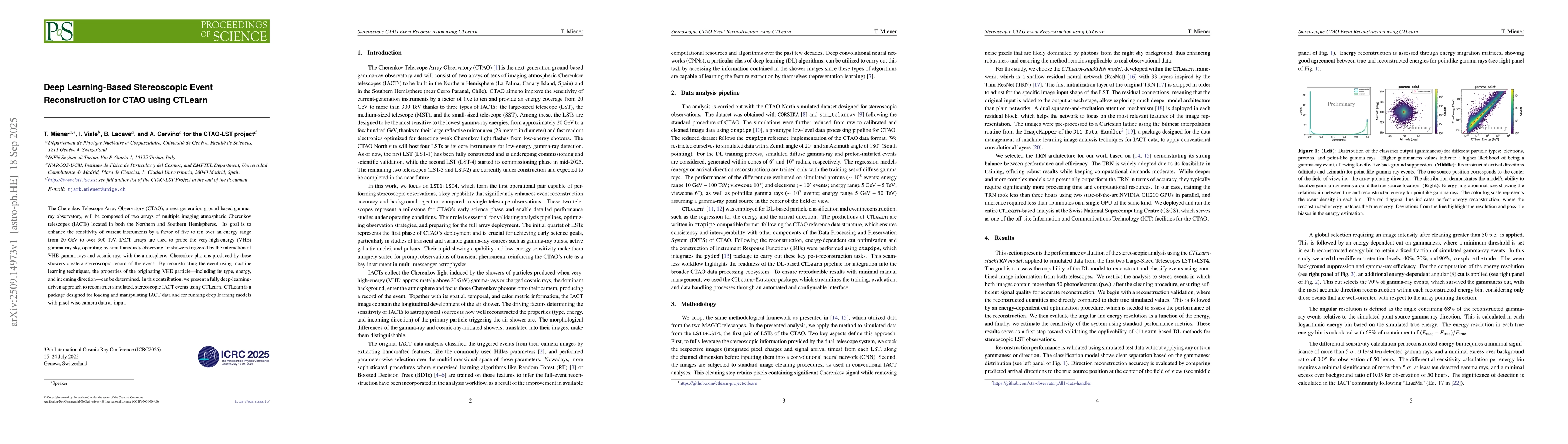 Thumbnail for Deep Learning-Based Stereoscopic Event Reconstruction for CTAO using
  CTLearn