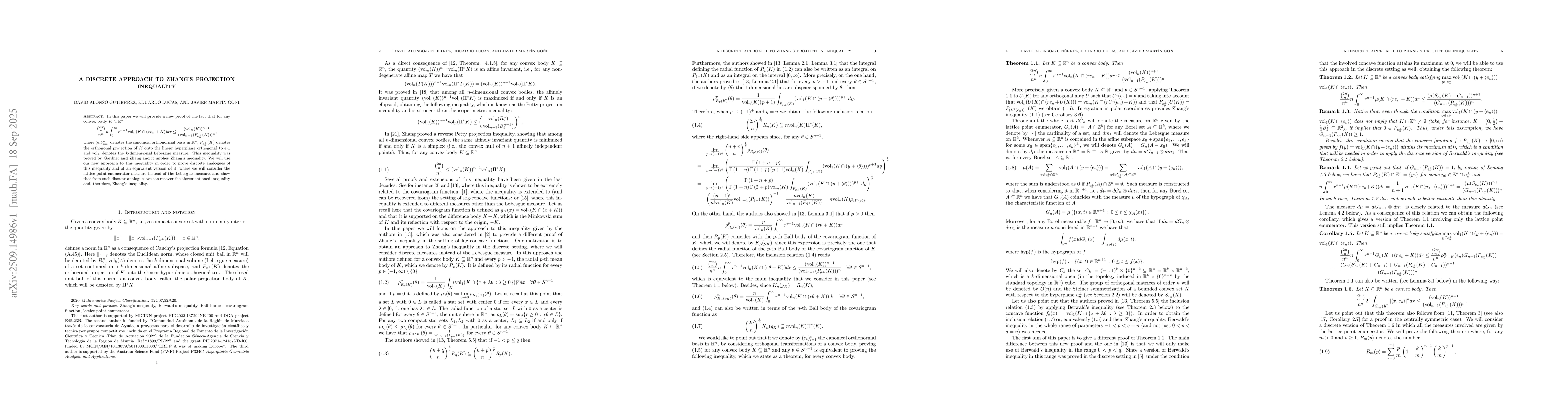 Thumbnail for A discrete approach to Zhang's projection inequality