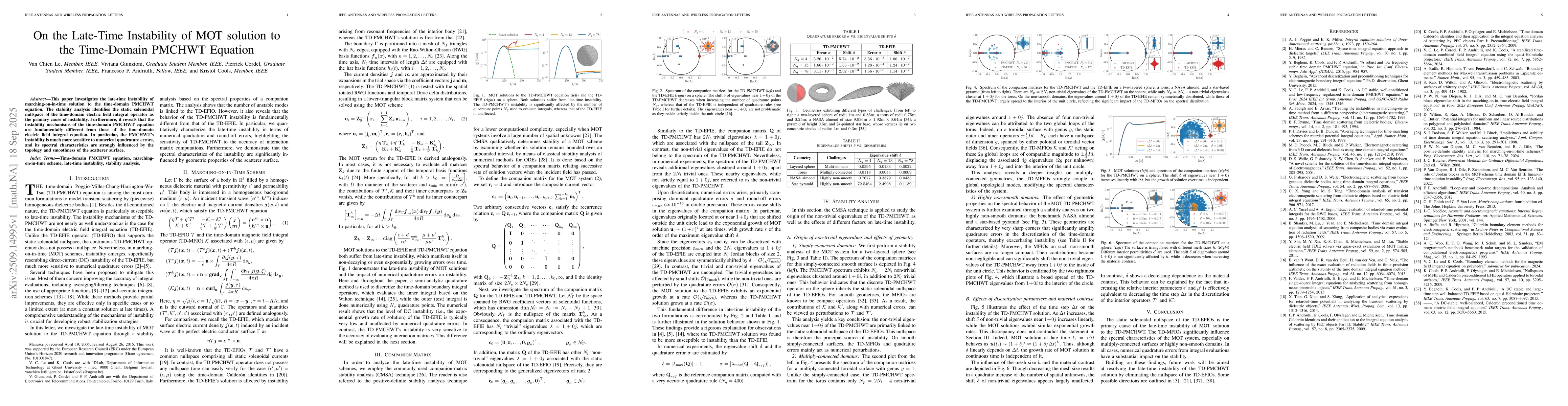 Thumbnail for On the Late-Time Instability of MOT solution to the Time-Domain PMCHWT
  Equation