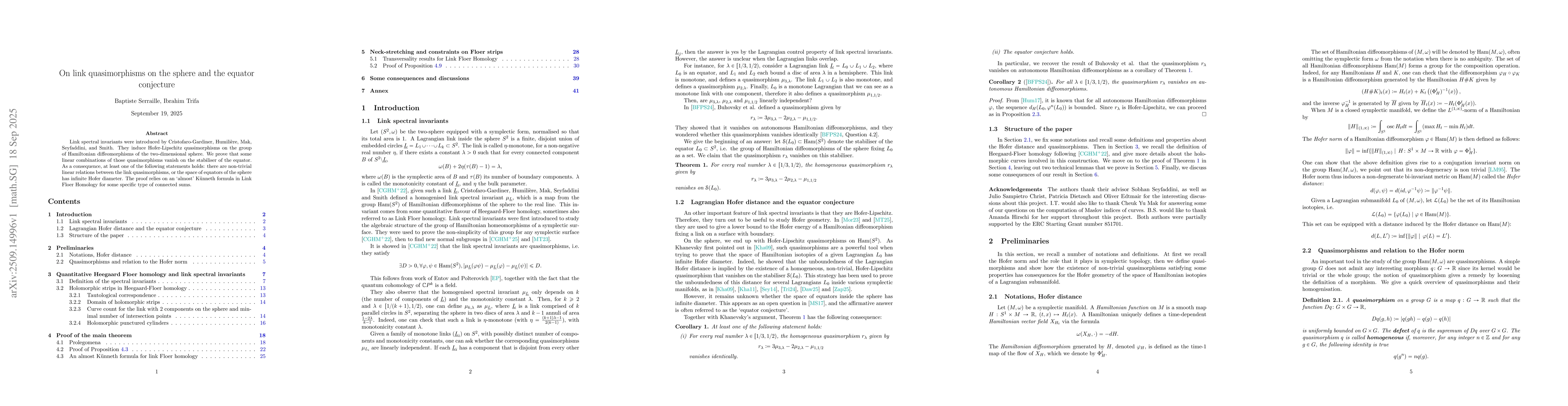 Thumbnail for On link quasimorphisms on the sphere and the equator conjecture