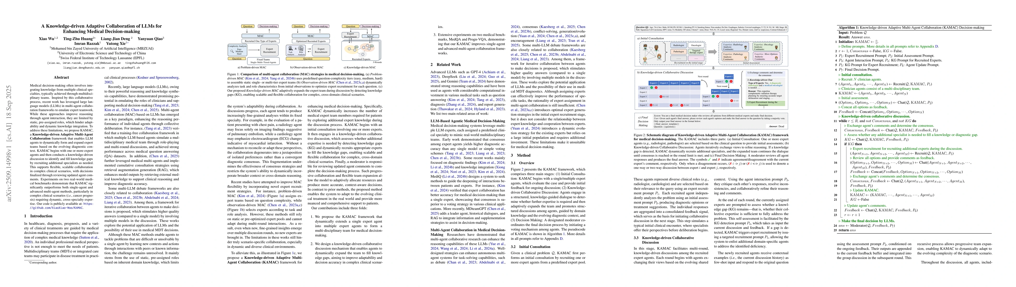 Thumbnail for A Knowledge-driven Adaptive Collaboration of LLMs for Enhancing Medical
  Decision-making