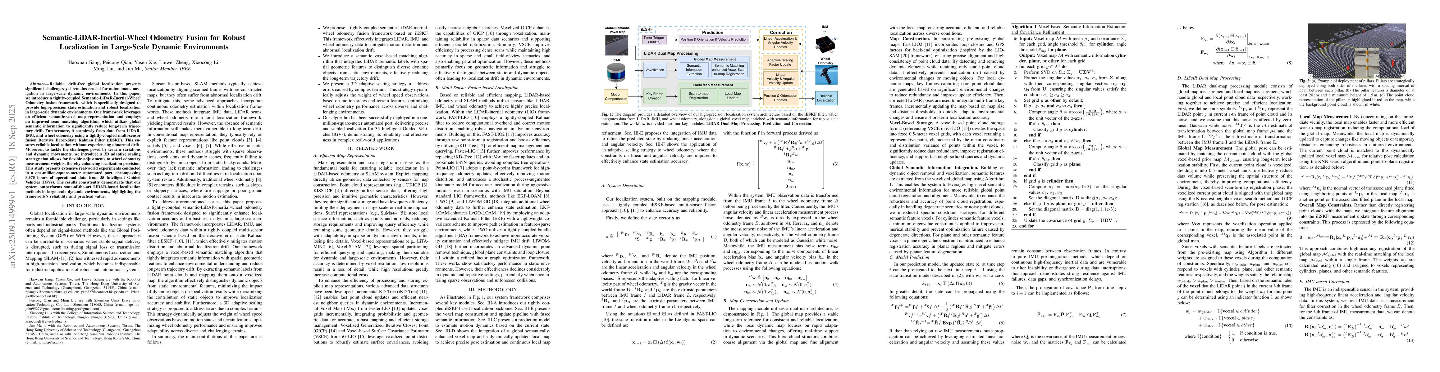 Thumbnail for Semantic-LiDAR-Inertial-Wheel Odometry Fusion for Robust Localization in
  Large-Scale Dynamic Environments
