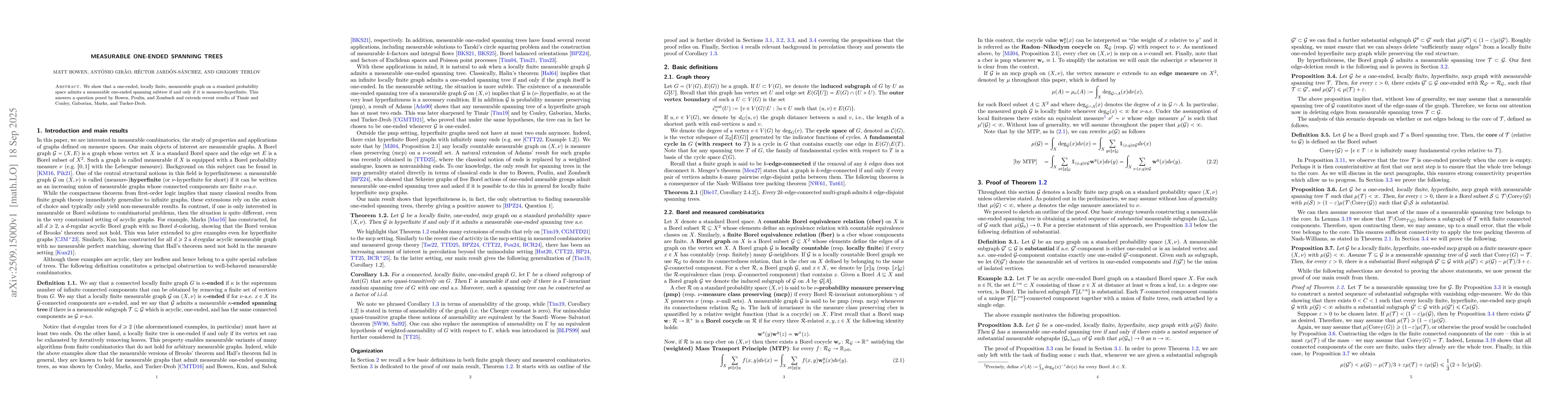 Thumbnail for Measurable one-ended spanning trees