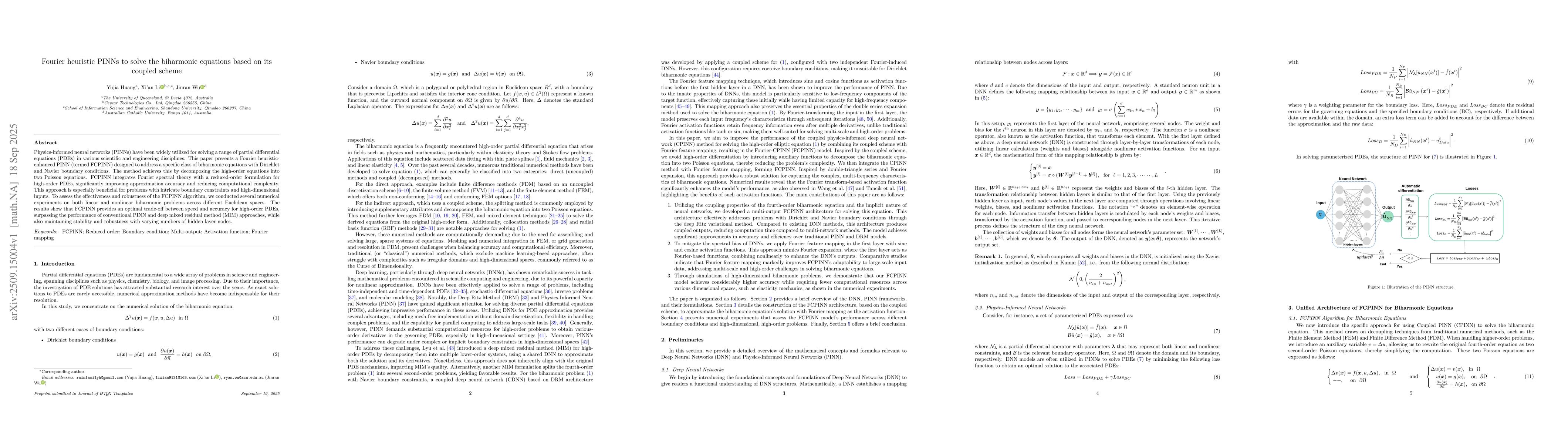 Thumbnail for Fourier heuristic PINNs to solve the biharmonic equations based on its
  coupled scheme