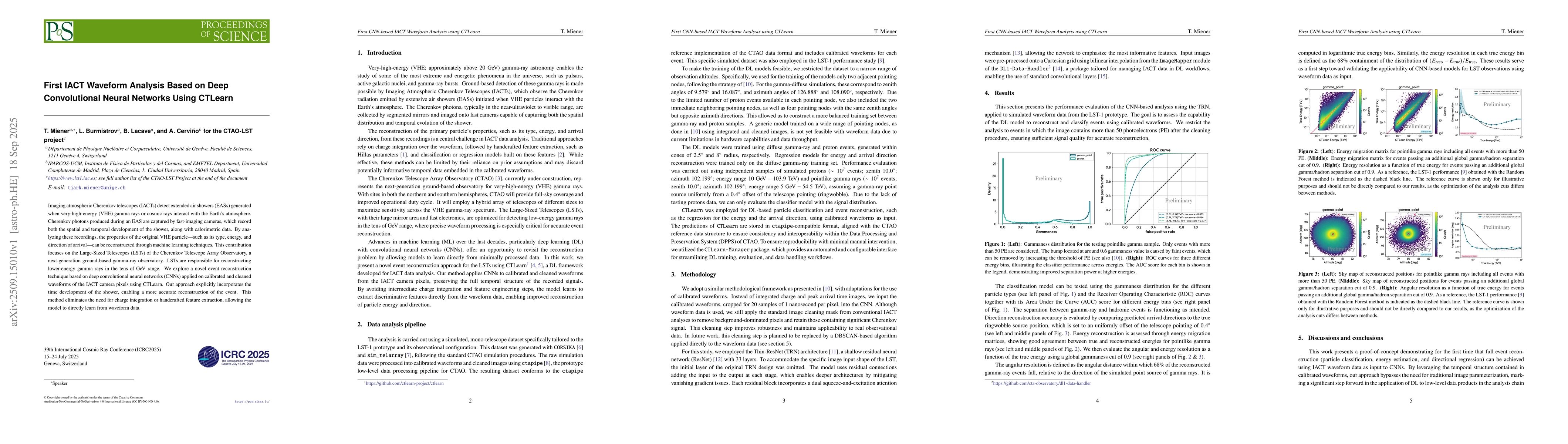 Thumbnail for First IACT Waveform Analysis Based on Deep Convolutional Neural Networks
  Using CTLearn