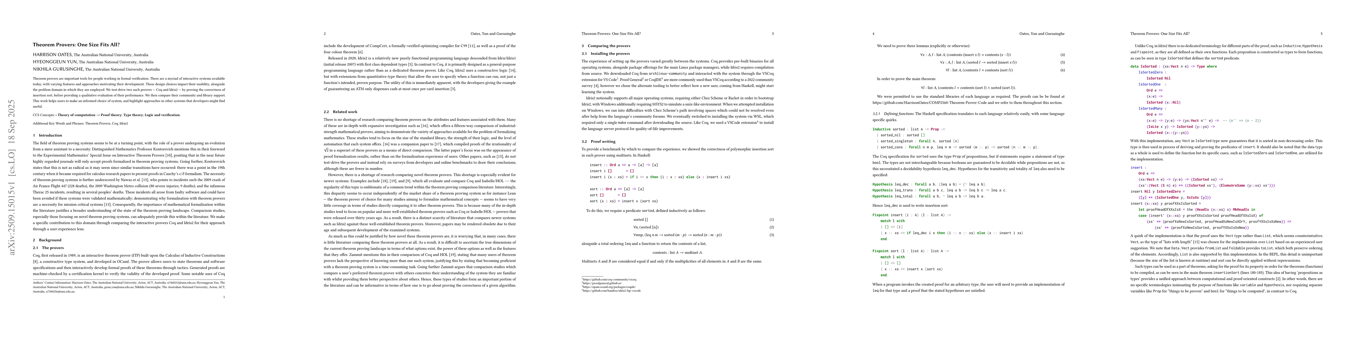 Thumbnail for Theorem Provers: One Size Fits All?