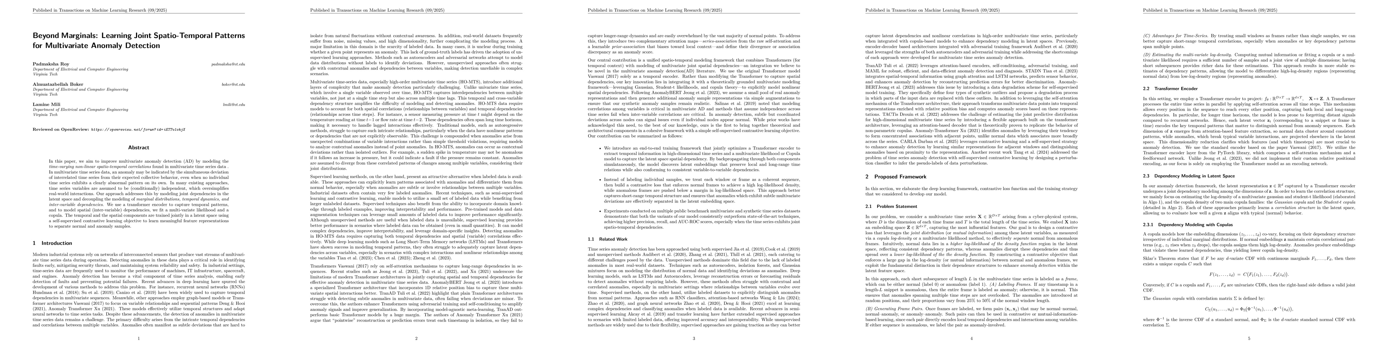 Thumbnail for Beyond Marginals: Learning Joint Spatio-Temporal Patterns for
  Multivariate Anomaly Detection