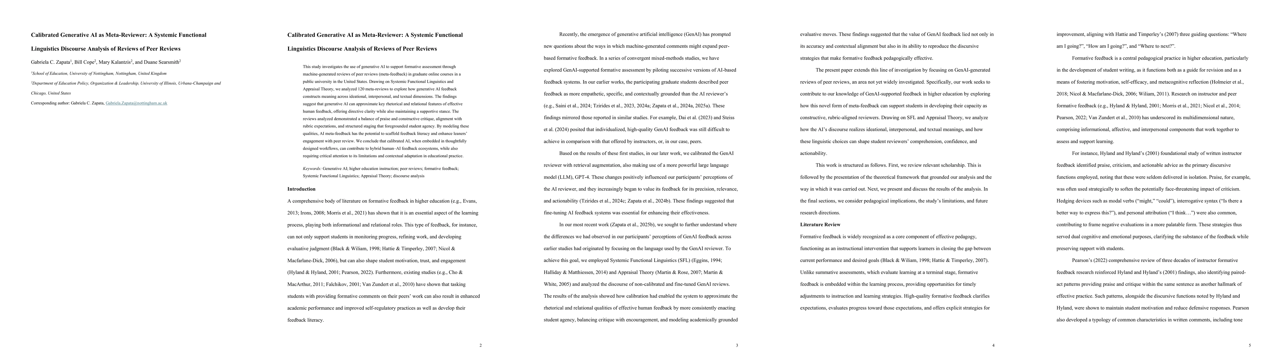 Thumbnail for Calibrated Generative AI as Meta-Reviewer: A Systemic Functional
  Linguistics Discourse Analysis of Reviews of Peer Reviews