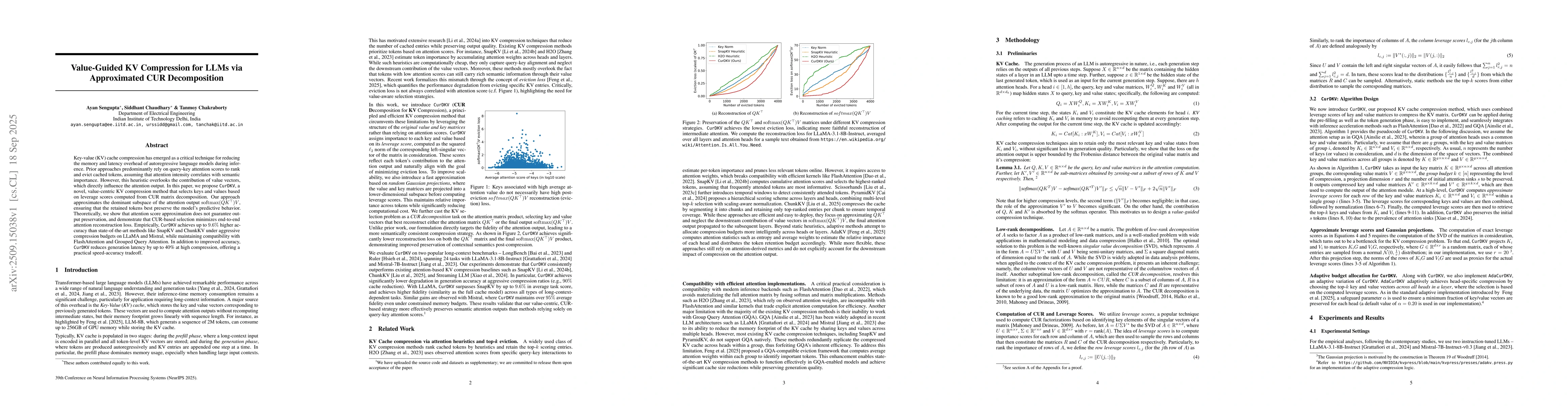 Thumbnail for Value-Guided KV Compression for LLMs via Approximated CUR Decomposition