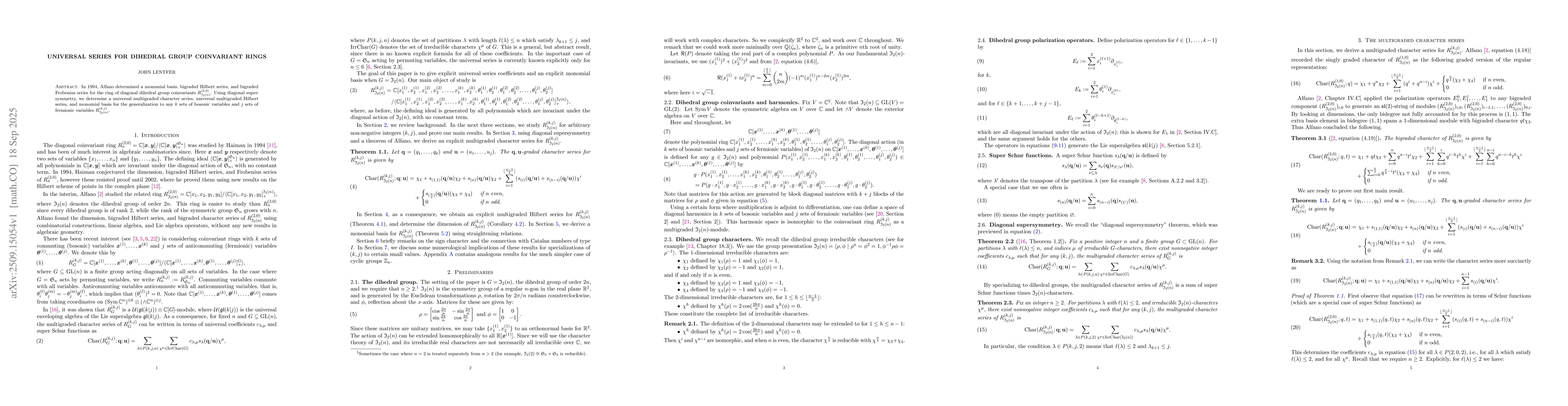 Thumbnail for Universal series for dihedral group coinvariant rings