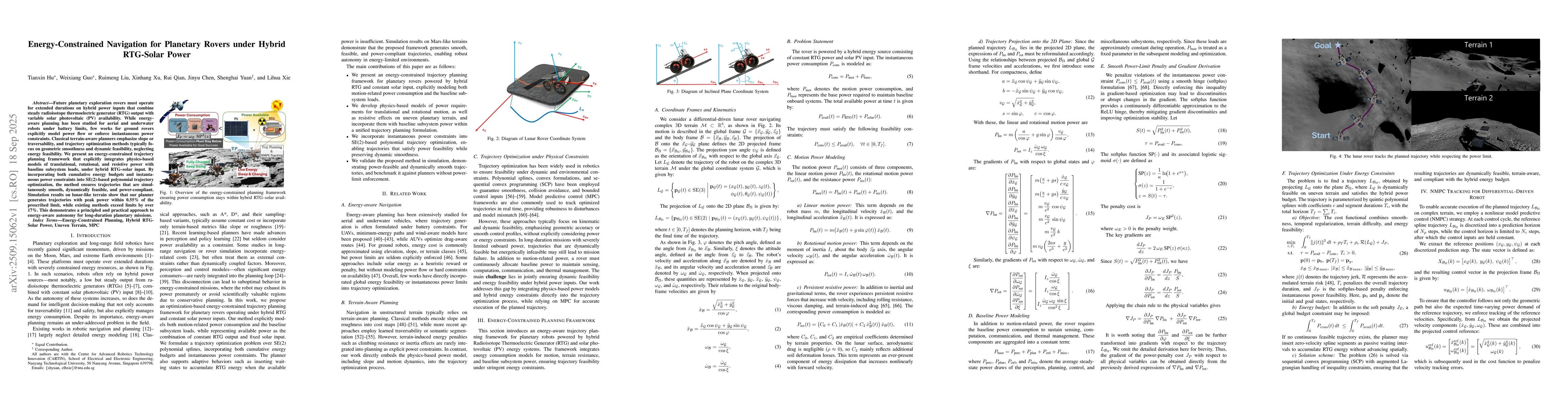 Thumbnail for Energy-Constrained Navigation for Planetary Rovers under Hybrid
  RTG-Solar Power