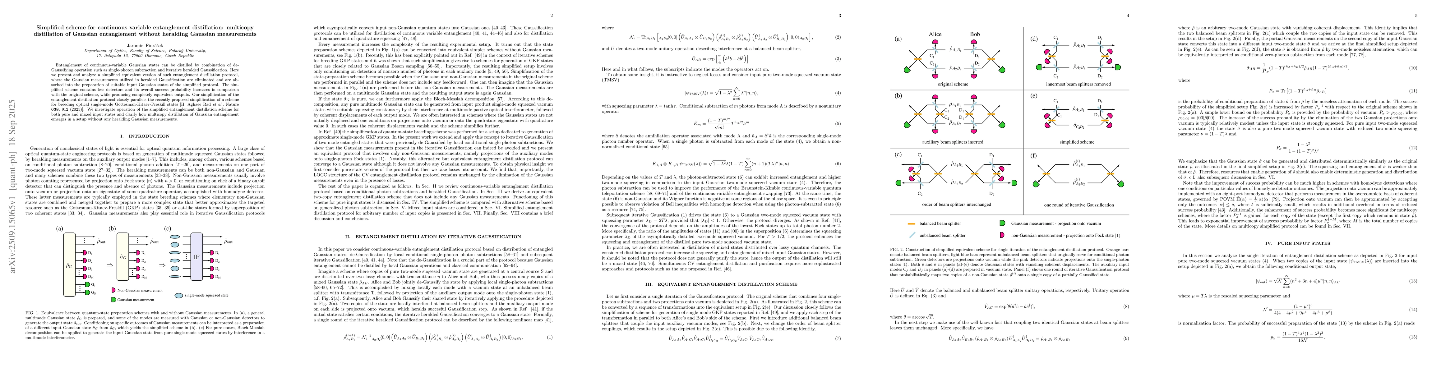 Thumbnail for Simplified scheme for continuous-variable entanglement distillation:
  multicopy distillation of Gaussian entanglement without heralding Gaussian
  measurements