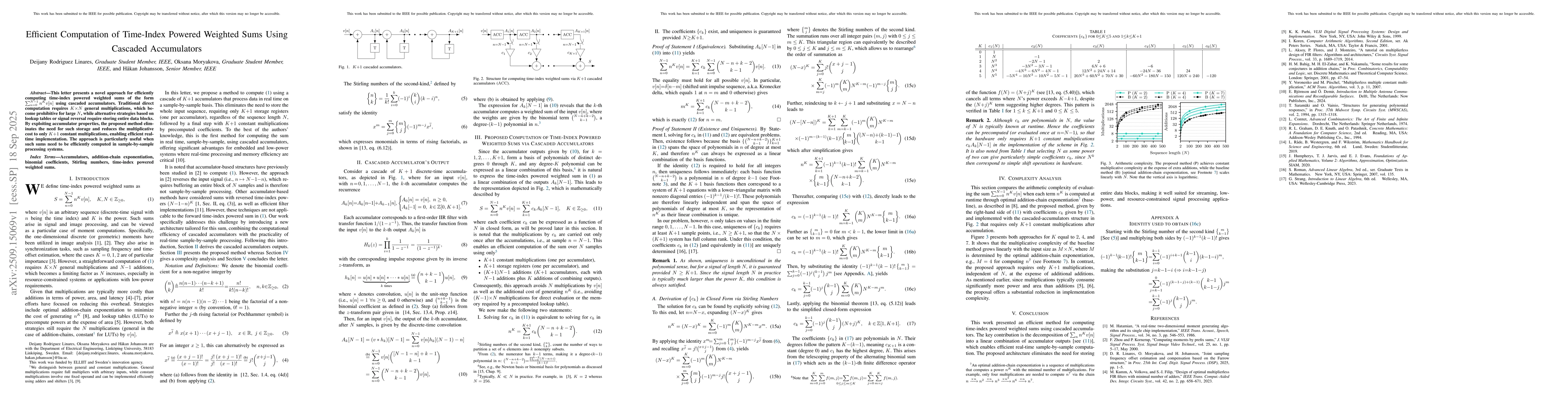 Thumbnail for Efficient Computation of Time-Index Powered Weighted Sums Using Cascaded
  Accumulators