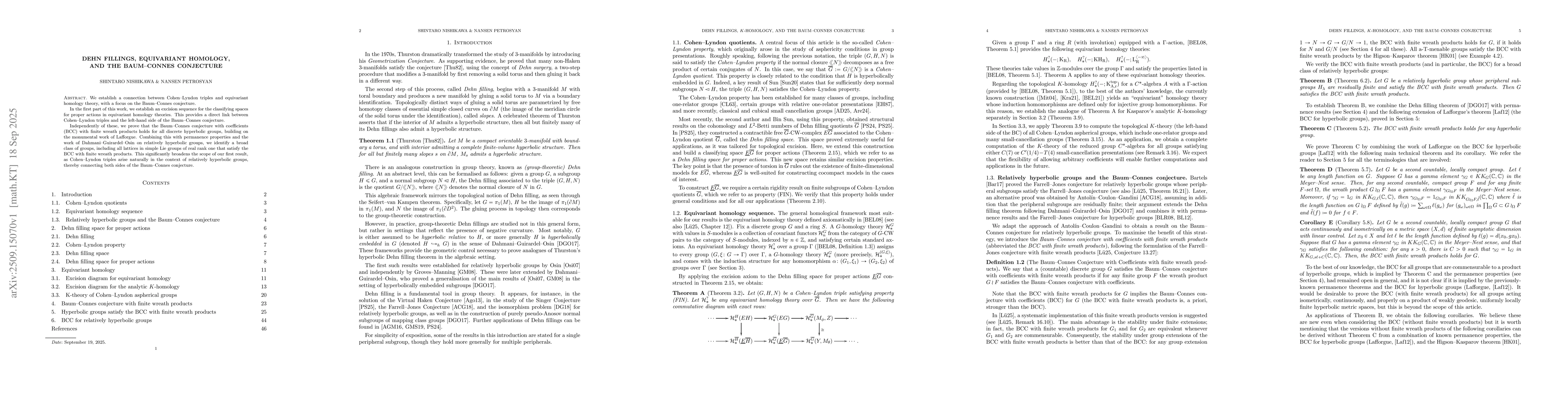 Thumbnail for Dehn fillings, equivariant homology, and the Baum-Connes conjecture