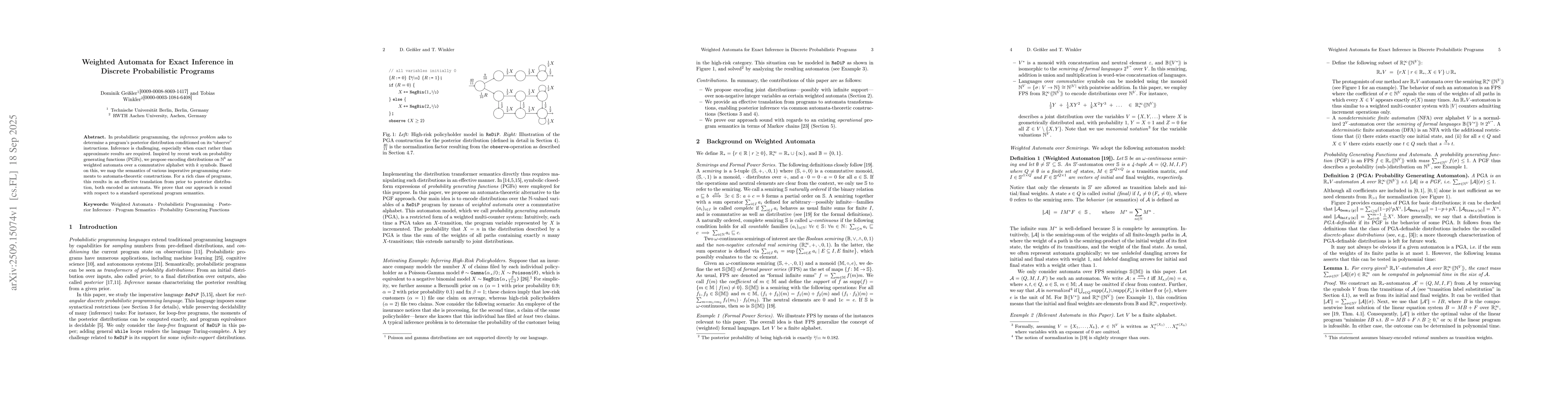 Thumbnail for Weighted Automata for Exact Inference in Discrete Probabilistic Programs