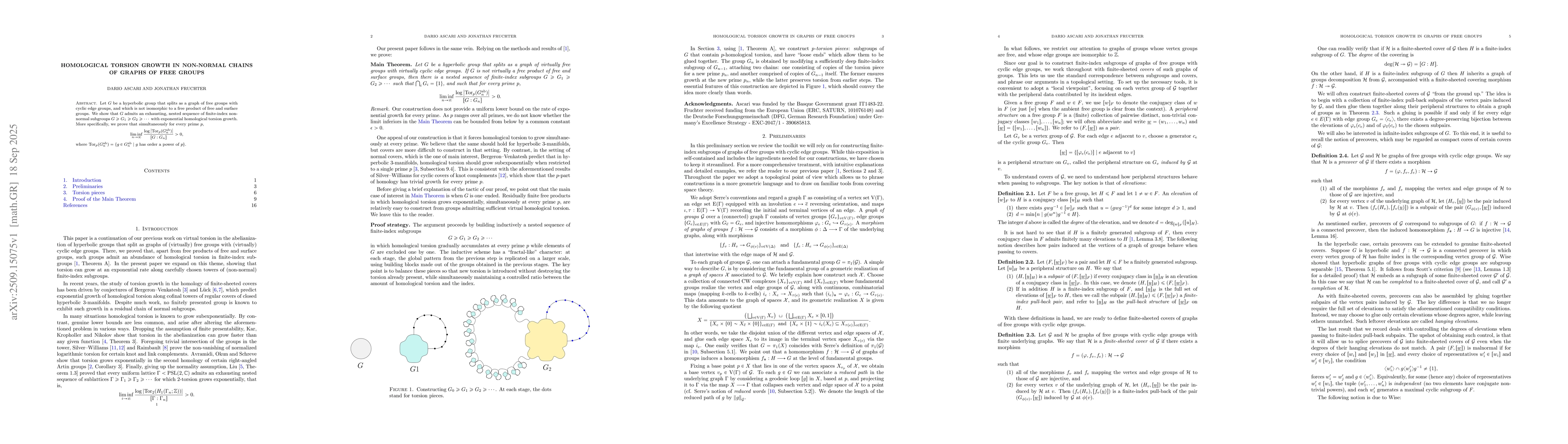 Thumbnail for Homological torsion growth in non-normal chains of graphs of free groups