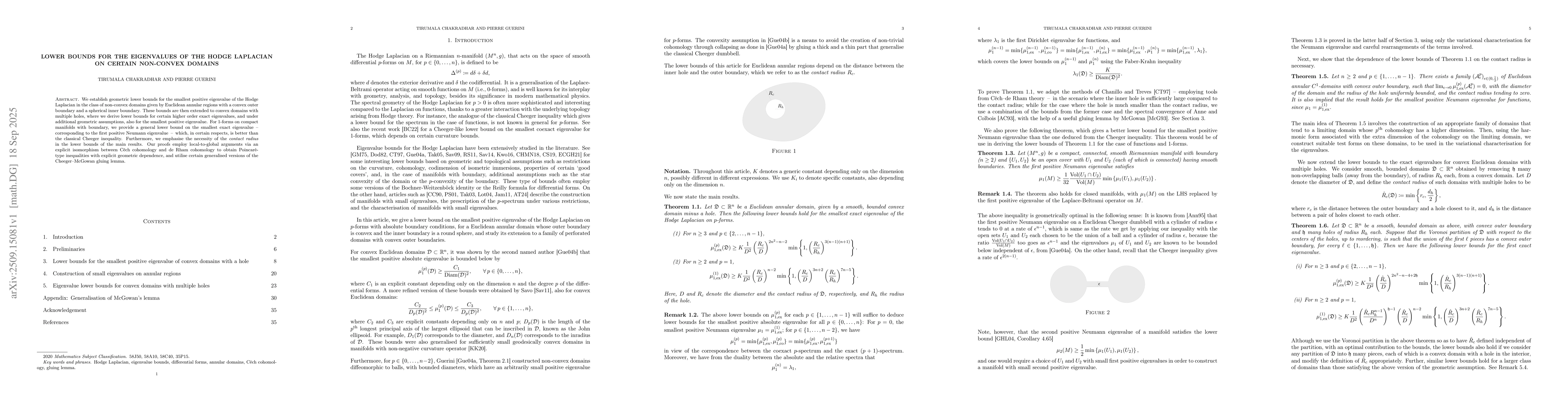 Thumbnail for Lower bounds for the eigenvalues of the Hodge Laplacian on certain
  non-convex domains